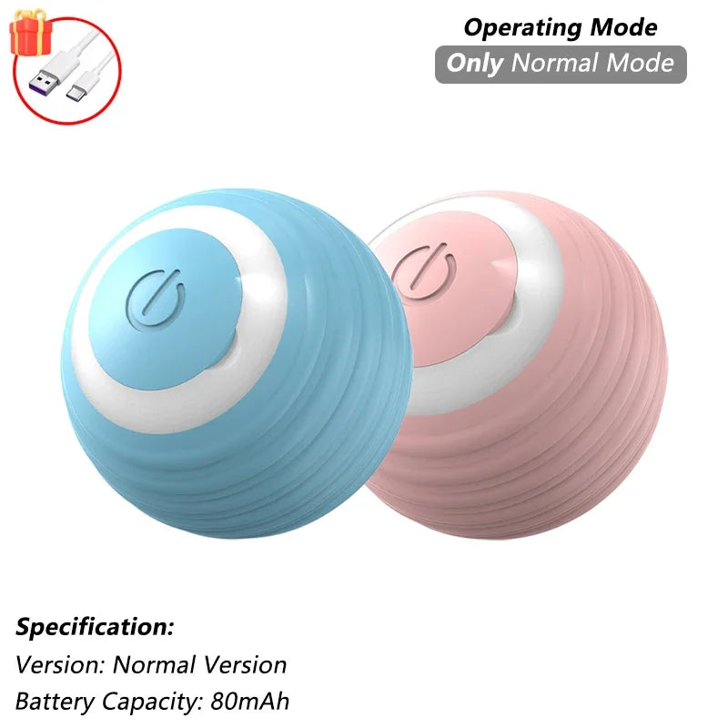 Smart Interactive Cat Ball — Self-Rolling Toy with Feather Tail, USB Rechargeable