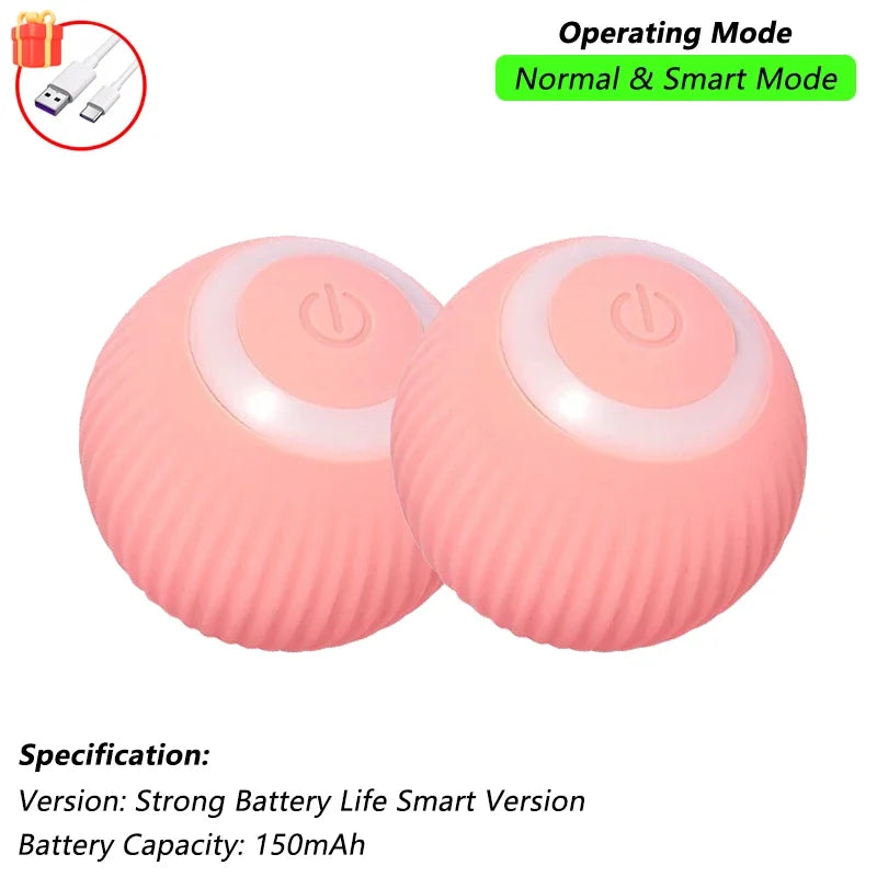 Smart Interactive Cat Ball — Self-Rolling Toy with Feather Tail, USB Rechargeable
