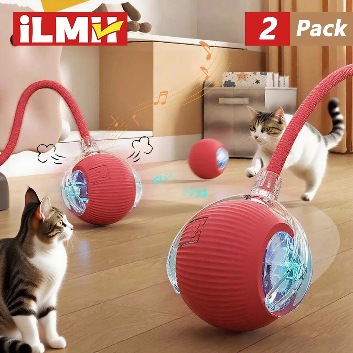 Smart Interactive Cat Ball — Self-Rolling Toy with Feather Tail, USB Rechargeable
