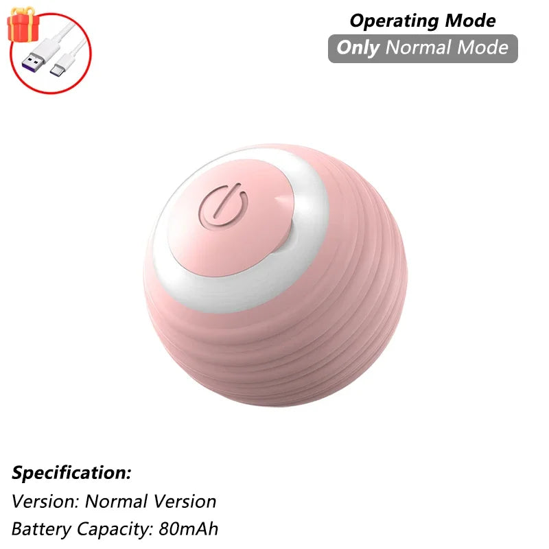 Smart Interactive Cat Ball — Self-Rolling Toy with Feather Tail, USB Rechargeable