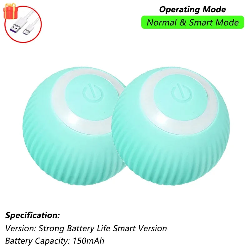 Smart Interactive Cat Ball — Self-Rolling Toy with Feather Tail, USB Rechargeable