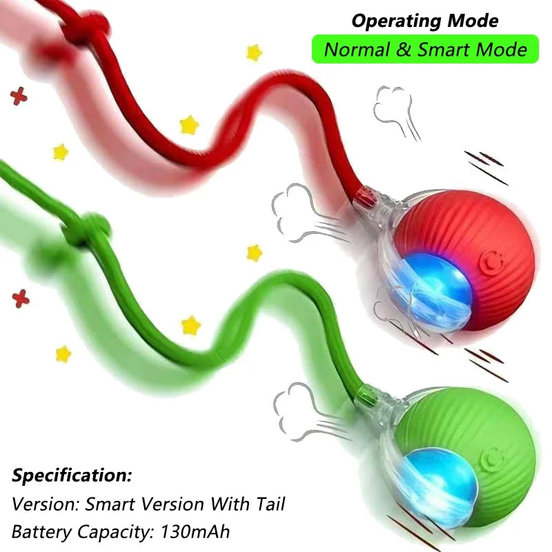 Smart Interactive Cat Ball — Self-Rolling Toy with Feather Tail, USB Rechargeable