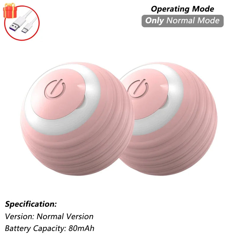 Smart Interactive Cat Ball — Self-Rolling Toy with Feather Tail, USB Rechargeable