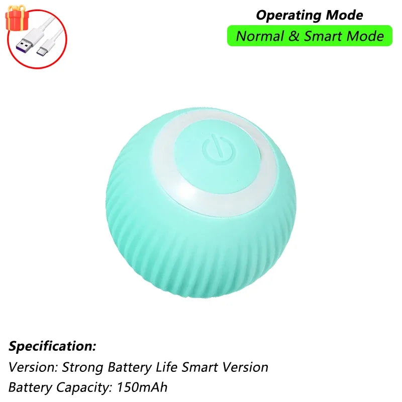 Smart Interactive Cat Ball — Self-Rolling Toy with Feather Tail, USB Rechargeable